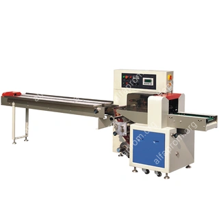 Горизонтальная упаковочная машина DXDZ-450XD NEW (H-70mm, bag L 130-450mm, S 400mm, рег.форм, транспортёр на выходе, вставки в трансп)